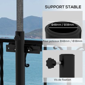 Base para guarda-sol, fixação para guarda-sol de varanda, suporte para guarda-sol para balaustrada, para mastros de 48 mm e 38 mm preto