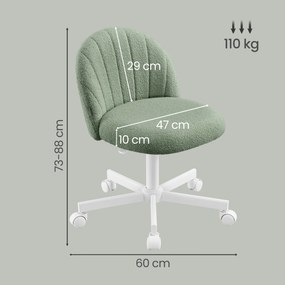 Cadeira de toucador ou cadeira de escritório, revestimento em tecido Teddy Fleece verde