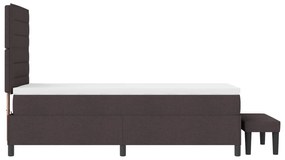 Cama Box Spring com Colchão e Banco Castanho Escuro 80x200 cm Tecido
