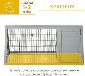 Gaiola triangular para o chão 116 C x 62,2 L x 52,5 A, recinto exterior com dois compartimentos abertos e porta, adequada para coelhos, galinhas e tar