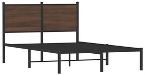 Estrutura de cama sem colchão 120x190cm metal carvalho castanho