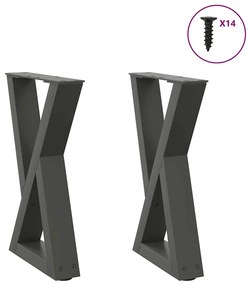 vidaXL Pés para mesa de centro 2 peças antracite 38x(42-43,3) cm aço