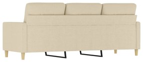 Sofá de 3 lugares tecido 180 cm cor creme
