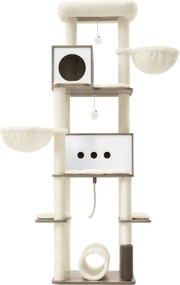 Arranhador para gatos de vários andares com cavernas 60 x 60 x 197 cm bege