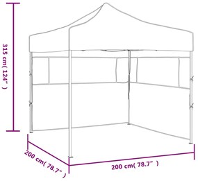Tenda dobrável profissional festas 2 paredes 2x2 m aço creme