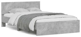 vidaXL Estrutura cama cabeceira e luzes LED 135x190cm cinzento cimento