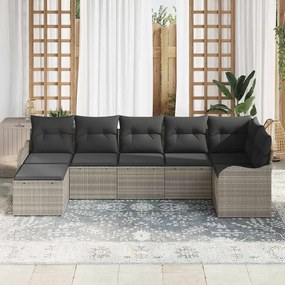 Conjunto de Sofá de Jardim vidaXL de 7 Peças com Almofadas Cinza Claro
