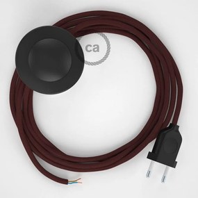 Cabo para candeeiro de chão, RM19 Bordeaux Seda Artificial 3 m. Escolha a cor da ficha e do interruptor.