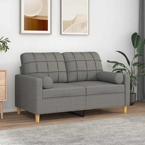 vidaXL Sofá 2 lugares + almofadas/almofadões 120cm tecido cinza-escuro