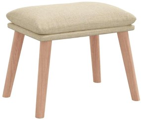 Cadeira de descanso com banco p/ pés tecido cor creme