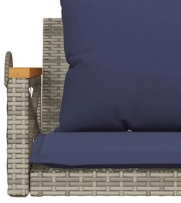 Banco baloiço com almofadões 109x62x40 cm vime PE cinzento