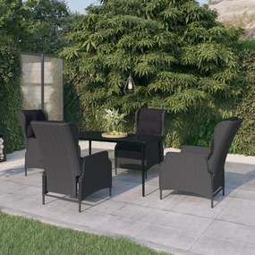 5 pcs conjunto de jantar para jardim cinzento-escuro