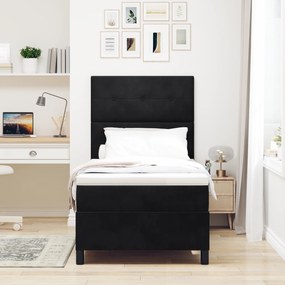 Cama Box Spring com Colchão vidaXL Preto 90x200 cm em Veludo