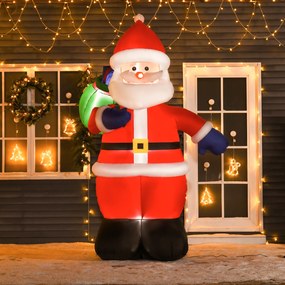 Pai Natal Insuflável, 150 x 125 x 240 cm, 4 Luzes LED Integradas, Vermelho