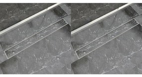 VidaXL Dreno de chuveiro linear 2 pcs 930x140 mm aço inoxidável