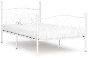 Estrutura de cama com estrado de ripas 90x200 cm metal branco