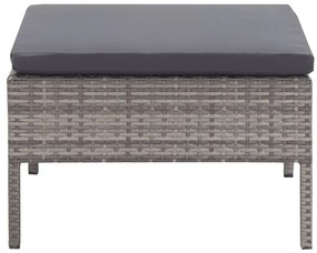 Conjunto lounge de jardim c/ almofadões 3 pcs vime PE cinzento