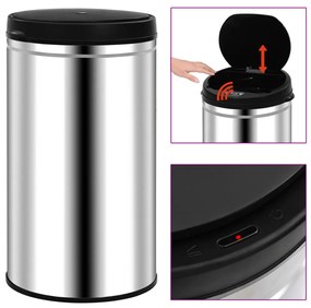 vidaXL Caixote do lixo com sensor automático 60 L aço inoxidável