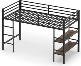 Cama Alta Infantil, 196 x 96 x 126 cm (COLCHÃO NÃO INCLUIDO), Estrutura Metálica Robusta, Castanho