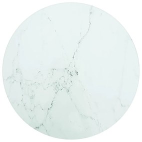 vidaXL Tampo mesa Ø30x0,8 cm vidro temperado design mármore branco