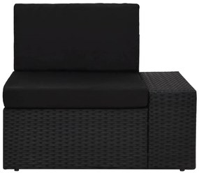 4 pcs conjunto lounge para jardim vime PE preto