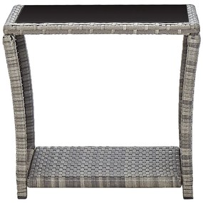 3 pcs conjunto lounge de jardim c/ almofadões vime PE cinzento