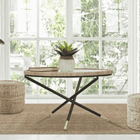 MESA DE CENTRO REDONDA Ø 80X46,5 CM PRETO E CASTANHO