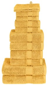 12pcs Conjunto toalhas banho premium SOLUND 600gsm dourado