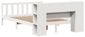 Cama com estante sem colchão 120x190 cm pinho maciço branco