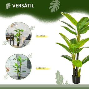 Bananeira Artificial 150 cm Planta Artificial com Vaso e 18 Folhas Planta Artificial para Decoração Verde
