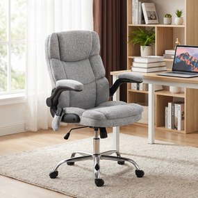Cadeira de escritório com função de massagem e aquecimento, cadeira de escritório ergonómica com altura ajustável e função de balanço, cinzenta