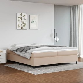 vidaXL Cama com molas/colchão 200x200 cm couro artificial cappuccino