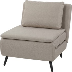 Poltrona-cama de 1 lugar, poltrona-cama 3 em 1 com encosto ajustável, almofada, assento largo, castanho claro