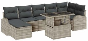 Conjunto de Sofá de Jardim de 8 Peças com Almofadas Cinzento-Claro Vim