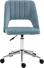 Vinsetto Cadeira Home Office Cadeira de Secretária com Aparência em Veludo, Altura Ajustável, Cadeira Giratória/Cadeira de Maquilhagem, Cadeira de Escritório até 120 kg, para Escritório ou Quarto Azul | Aosom Portugal