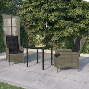 vidaXL 3 pcs conjunto de jantar para jardim castanho