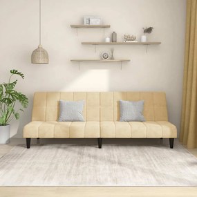 vidaXL Sofá-cama de 2 lugares veludo cor creme