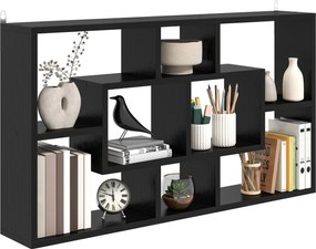 Estante de Parede Decorativa para Livros CDs com 8 Cubos 85x14,5x47,5 cm Preto