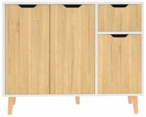 Aparador 90x30x72cm derivados de madeira branco/carvalho sonoma