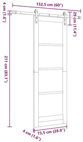 Porta deslizante vidaXL com ferragens brancas 73.5x211 cm de madeira s