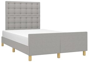 Estrutura de cama sem colchão 120x200 cm tecido cinzento-claro