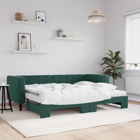 vidaXL Sofá-cama c/ gavetão e colchões 80x200cm veludo verde-escuro