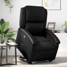 vidaXL Poltrona reclinável elevatória couro artificial preto
