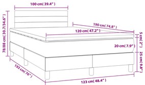 Cama box spring c/ colchão e LED 120x190 cm tecido cor creme