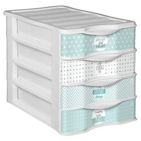 Conjunto 4 Gavetas Plástico Wagon Azul 36X28X31cm