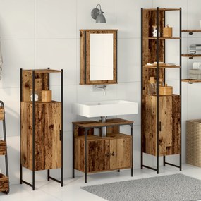 vidaXL Conjunto de Móveis de Banheiro com 4 Peças - Madeira Velha