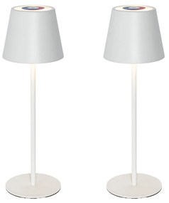 Conjunto de 2 Candeeiros de Mesa Brancos com Dimmer e RGBW Recarregável - Murdock