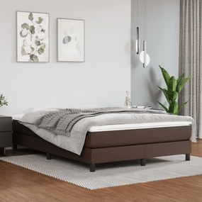 vidaXL Cama com molas/colchão 140x190 cm couro artificial castanho