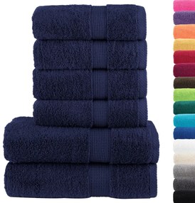 6pcs Conjunto toalha premium SOLUND 600 gsm azul-marinho