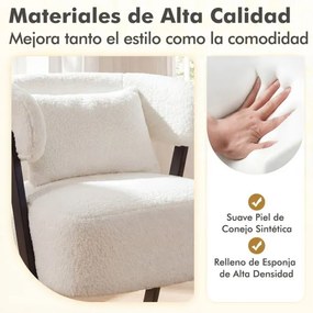 Poltrona Barrel Estofada em Couro Sintético Almofada Lombar Pernas em Metal branca